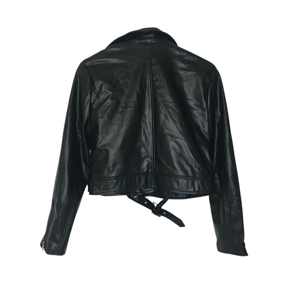 Ambiance Black Faux Leather Moto Jacket | Belted Biker Style - Picture 2 of 11